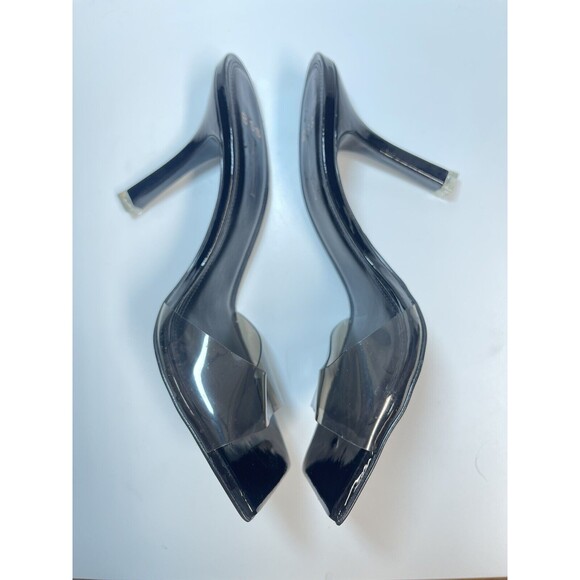 Black Suede Studio Slide Mule Heels In Black Sz 40=US 9 New - Picture 5 of 12